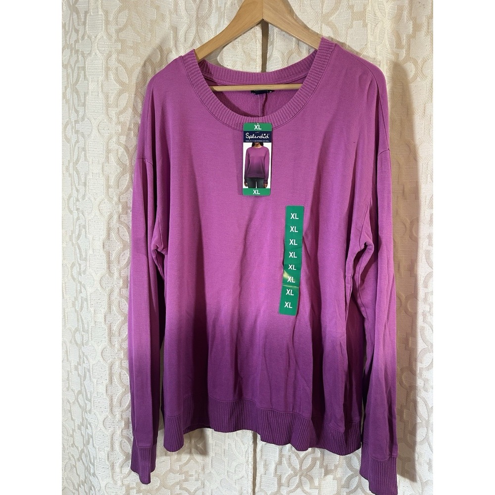 Splendid Crew Neck Pullover Sweater-Orchid Dip Dye Ombre-Rayon Blend-Size XL NEW